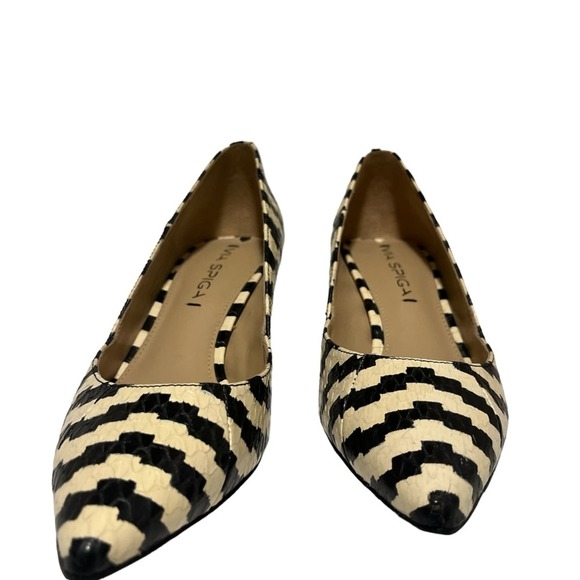 New Via Spiga Carola Black White Snake Leather Heel Pumps Dress Shoes Size 6M - Picture 3 of 7